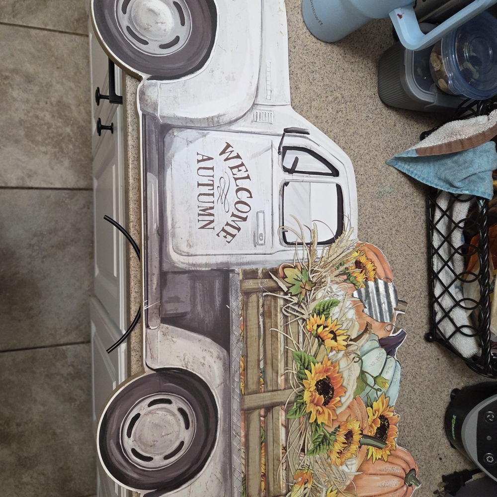 Hobby Lobby White and Orange Autumn Truck Decor